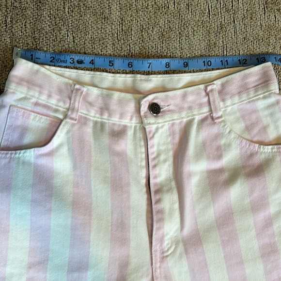 Vertical pink and white striped vintage long shorts/capris by No Excuses - Picture 3 of 6
